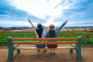 girls on bench