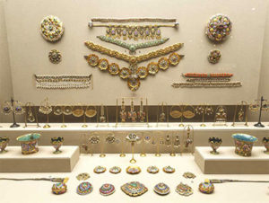 Jewelry on display at the Benaki Museum