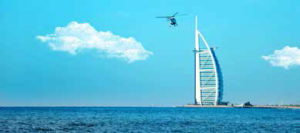 Scenic helicopter ride approaching the Burj Al Arab Jumeirah helipad