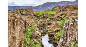 Water-filled fissure in Thingvellir National Park