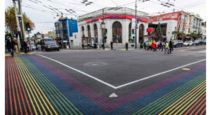 People crossing at the intersection of Castro and 18th streets in the heart of the gay village