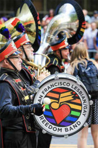 The San Francisco Lesbian/Gay Freedom Band performing in the San Francisco Gay Pride Parade