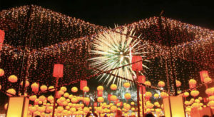 Fireworks show at Taiwan Lantern Festival in Chiayi