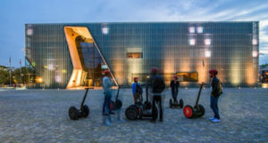 Segway tour in front of the Polin Museam of the History of Polish Jews