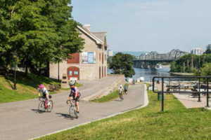 The entrance to the Rideau Canal bike path near ByTown Museum