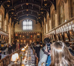 Tourists flock to the Great Hall of Christ Church College, University of Oxford, made famous in the Harry Potter movies