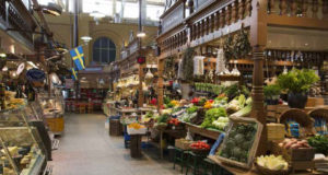 Produce stand at Östermalm Saluhall