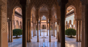 The Palacio Nazaries Courtyard at The Alhambra in Granada, Spain © Hronek