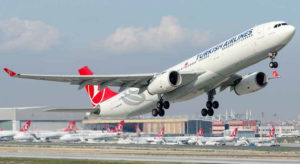 Turkish Airlines aircraft taking off at Istanbul Atatürk Airport