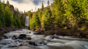 Tumalo Falls, a 97-foot waterfall within Deschutes National Forest