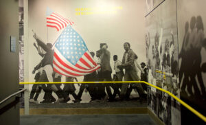 African Americans marching wall mural exhibit inside the National Civil Rights Museum at the Lorraine Motel