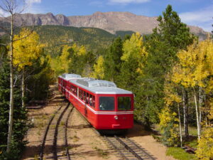 train in autumn leaves