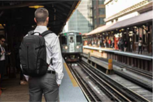 man on train platform