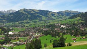 Gstaad, famous village and holiday resort in the Swiss Alps