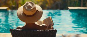 reading by the pool