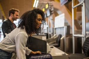 Checking bag at airport