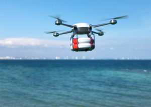 Rescue drone with lifebuoy