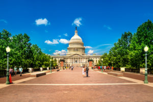 Tourists at the United States Capitol Building in Washington D.C.