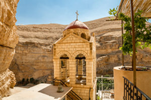 Bell tower of the Greek Orthodox monastery of Saint George of Choziba in Judaean Desert