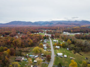 Elkton, Virginia in the Shenandoah Valley with Mountains in the Far Distance