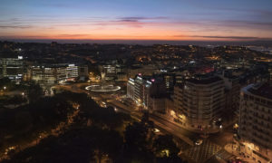 Sunrise in Lisbon from the roof of the Four Seasons Ritz Hotel.