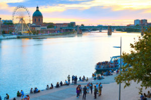 People Garone river Toulouse France