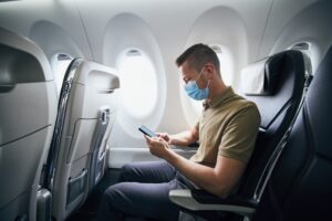 Wearing a mask on an airplane