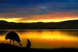 Sunset over the bay in Tasmania, Australia