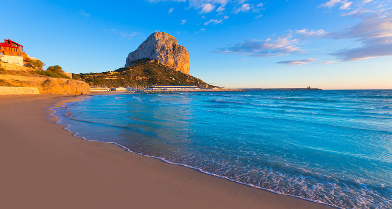 Calpe Alicante sunset at beach Cantal Roig in Spain