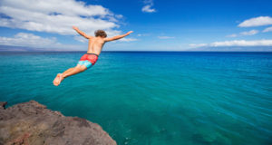 Cliff diving in Hawaii