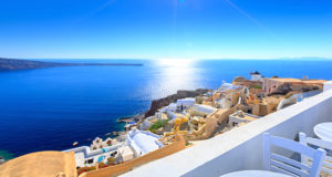 View from cafe in Santorini, Greece