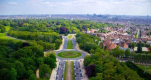 View from famous Atomium sculpture in Brussels, Belgium