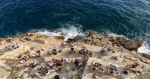 Cafe in Dubrovnik Croatia is a popular spot for cliff divers