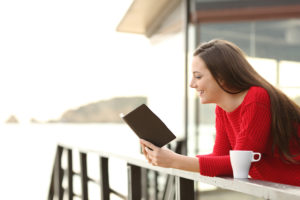 Woman reading on Vacation