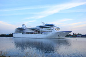 Oceania Cruises on North Sea Channel towards Amsterdam Cruise terminal