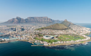 Cape Town, South Africa (aerial view) shot from a helicopter