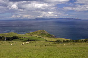 Torr Head and across the sea to the Mull of Kintyre Scotland