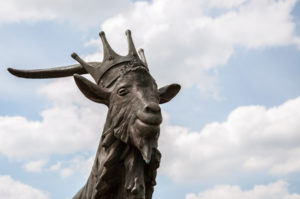 King Puck bronze statue near Laune River in Killorglin, County Kerry, Ireland