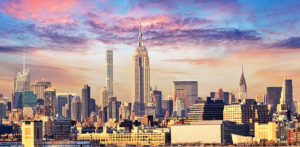 Manhattan Skyline with Empire State Building over Hudson River, New York City